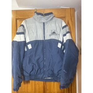 Vintage 90s Penn State Nittany‎ Lions Puffer Zip Up Jacket Size L NCAA WITH HOOD